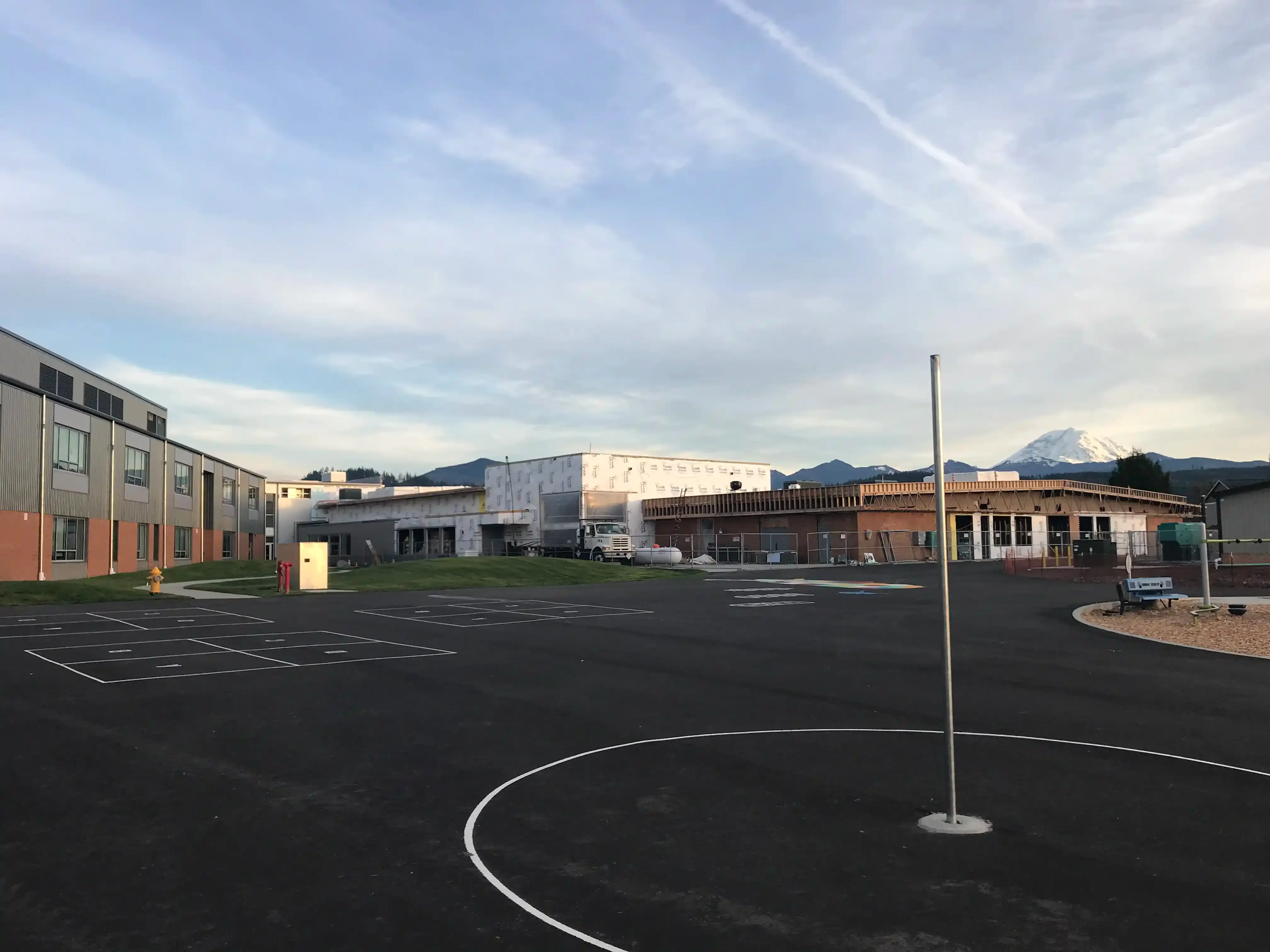 Photo of playfield area to the west of the school complex.