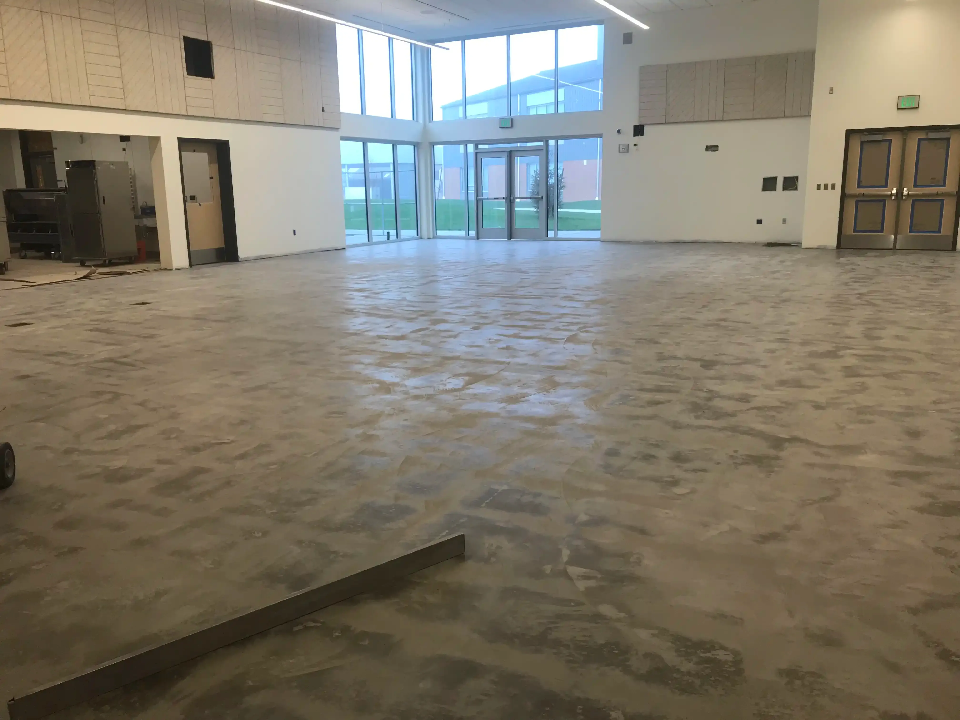Photo of 'floor-prep' inside the commons space.